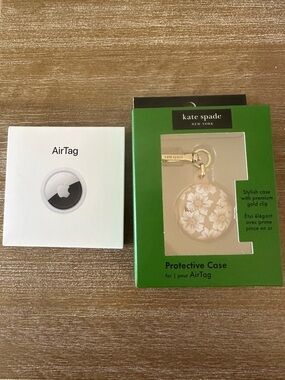 Apple AirTag and Kate Spade Pink floral AirTag Case with Gold Clip